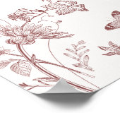 Bourgogne Toile Bloemen Bruids Brunch Welkom Teken Poster (Hoek)