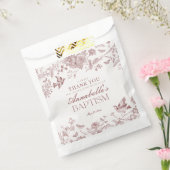 Bourgogne Toile Bloemen Doop Dessert Bedankzakje (Gezegeld)