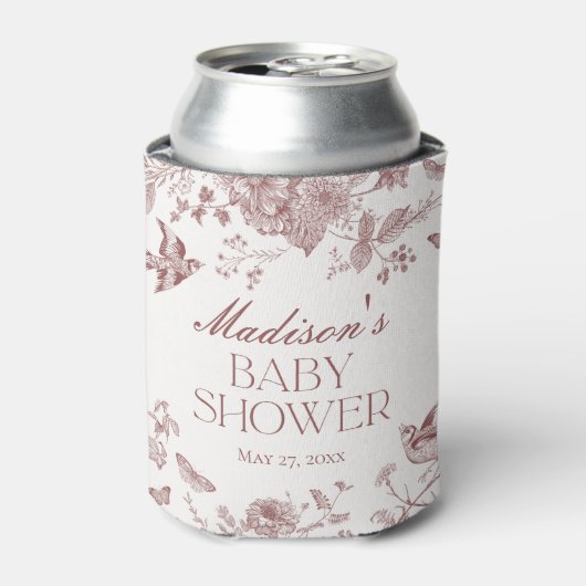 Bourgogne Toile De Jouy  Floral Baby shower Blikjeskoeler (Blikje Voorkant)