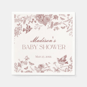 Bourgogne Toile De Jouy  Floral Baby shower Servet