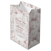 Bourgogne Toile  Floral Baby shower Favoriet Medium Cadeauzakje (Voorkant Gekanteld)