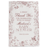 Bourgogne Toile  Floral Baby shower Favoriet Medium Cadeauzakje (Voorkant)