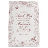 Bourgogne Toile  Floral Baby shower Favoriet Medium Cadeauzakje (Achterkant)