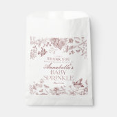 Bourgogne Toile Floral Baby Sprinkle Dessert Bedankzakje (Voorkant)