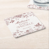 Bourgogne Toile Jouy  Bloemen Baby Sprinkle Kartonnen Onderzetters (Schuin)