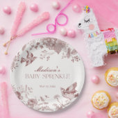 Bourgogne Toile Jouy Bloemen Baby Sprinkle Papieren Bordje (Feest)