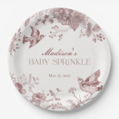 Bourgogne Toile Jouy  Bloemen Baby Sprinkle Papieren Bordje (Voorkant)