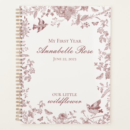 Bourgogne Toile Jouy Floral Mijn eerste jaar Planner (Voorkant)