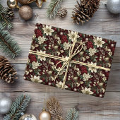 Bourgogne Traditionele Kerstbloem Cadeaupapier