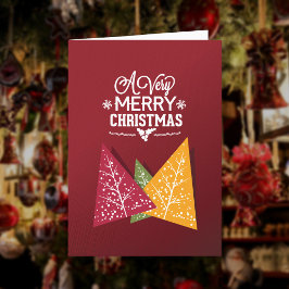 Bourgogne Tri-Color-kerstbomen Feestdagen Kaart