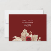 Bourgogne Tropische Rozen Bruiloft RSVP Kaart (Achterkant)