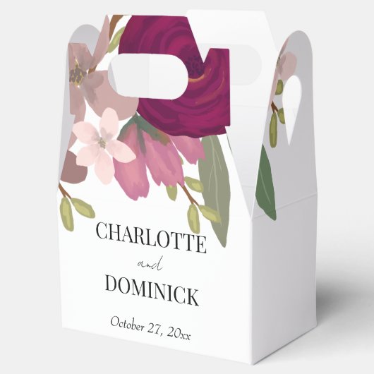 Bourgogne Tuin Bloemen Bruiloft Bedankdoosjes (Geopend)