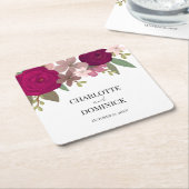 Bourgogne Tuin Bloemen Bruiloft Kartonnen Onderzetters (Schuin)