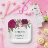 Bourgogne Tuin Bloemen Bruiloft Papieren Bordje (Feest)