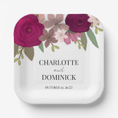 Bourgogne Tuin Bloemen Bruiloft Papieren Bordje (Voorkant)