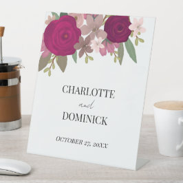 Bourgogne Tuin Bloemen Bruiloft Reclamebord Met Voetstuk