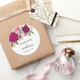Bourgogne Tuin Bloemen Bruiloft Ronde Sticker
