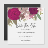 Bourgogne Tuin Bloemen Bruiloft Save the Date Magnetische Uitnodiging (Voorkant / Achterkant)