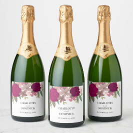 Bourgogne Tuin Bloemen Bruiloft Sparkling Wijnetiket