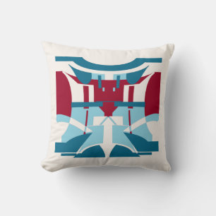 Bourgogne Turquoise Blauw Wit Zuidwesten Art Look Kussen