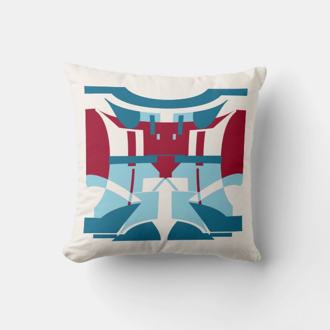 Bourgogne Turquoise Blauw Wit Zuidwesten Art Look Kussen (Voorkant)