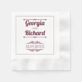 Bourgogne-typografie en bruiloft met  elementen servet (Voorkant)