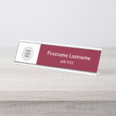 Bourgogne Uw Logo Modern Desk Naam Bord Bureau Naambordje (Voorkant)