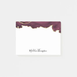 Bourgogne Velvet Agate Geode Script Typografie Post-it® Notes