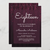 Bourgogne Velvet Hearts 18e verjaardagsfeest Kaart (Voorkant / Achterkant)