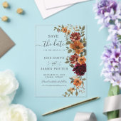 Bourgogne Verbrand Sinaasappel Bloemen Huwelijk Sa Acryl Uitnodigingen (Insitu (Huwelijk))