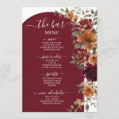 Bourgogne Verbrand Sinaasappel Bloemen Trouwmenu Programmakaart (Achterkant)