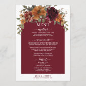 Bourgogne Verbrand Sinaasappel Bloemen Trouwmenu Programmakaart (Voorkant)