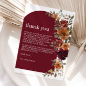 Bourgogne Verbrand Sinaasappel Rust Bloemen Huweli Bedankkaart