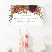 Bourgogne Verbrand Sinaasappel Rust Bloemen Huweli Spandoek (Insitu)