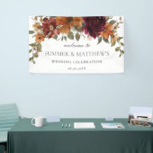 Bourgogne Verbrand Sinaasappel Rust Bloemen Huweli Spandoek (Beurs)