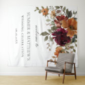 Bourgogne Verbrand Sinaasappel Rust Bloemen Huweli Wandkleed (In Situ (horizontaal))