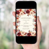 Bourgogne verbrande oranje herfst bloemenbruiloft kaart