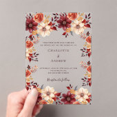 Bourgogne verbrande oranje herfst bloemenheldere b acryl uitnodigingen (Insitu (Draagbaar))