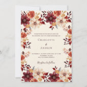 Bourgogne verbrande oranje herfst bloemenluxe brui kaart (Voorkant)