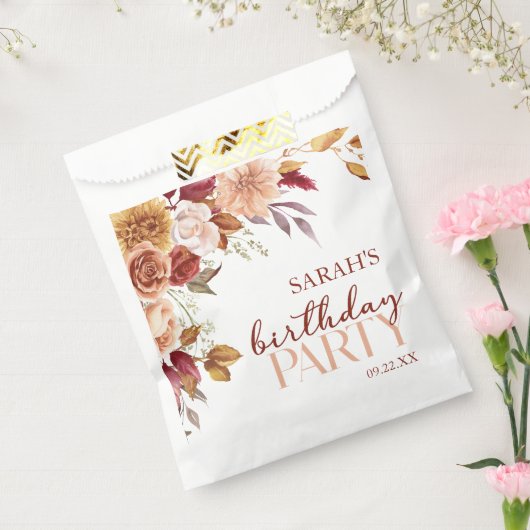 Bourgogne verbrande Sinaasappel Bloemen Verjaardag Bedankzakje (Gezegeld)