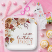 Bourgogne verbrande Sinaasappel Bloemen Verjaardag Papieren Bordje (Feest)