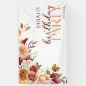 Bourgogne verbrande Sinaasappel Bloemen Verjaardag Spandoek (Verticaal)