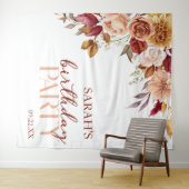 Bourgogne verbrande Sinaasappel Bloemen Verjaardag Wandkleed (In Situ (horizontaal))