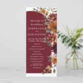 Bourgogne verbrande Sinaasappel Bloemenboog bruilo Programmakaart (Staand voorkant)