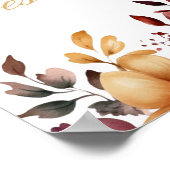 Bourgogne Verbrande Sinaasappel Cream Bloemen Huwe Poster (Hoek)