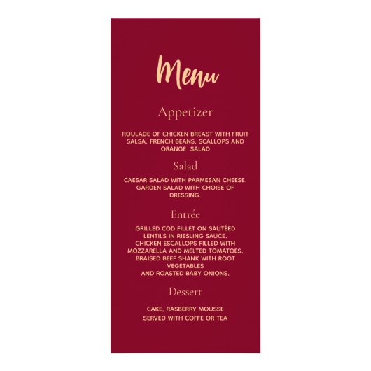 Bourgogne verjaardagsprogramma dinerkaart reclamekaart (Achterkant)