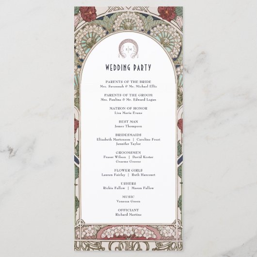 Bourgogne Vintage Trouwprogramma Art Nouveau Programmakaart (Achterkant)