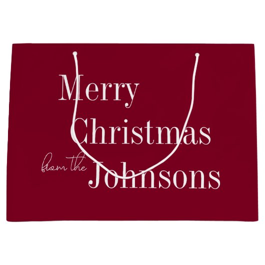 Bourgogne Vrolijk Kerstfeest Groot Cadeauzakje (Voorkant)