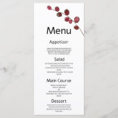 Bourgogne waterverf bessen bloemenbruiloft Menu (Voorkant)