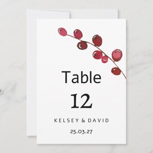 Bourgogne waterverf bessen bloementafel Nummer Kaart (Voorkant)